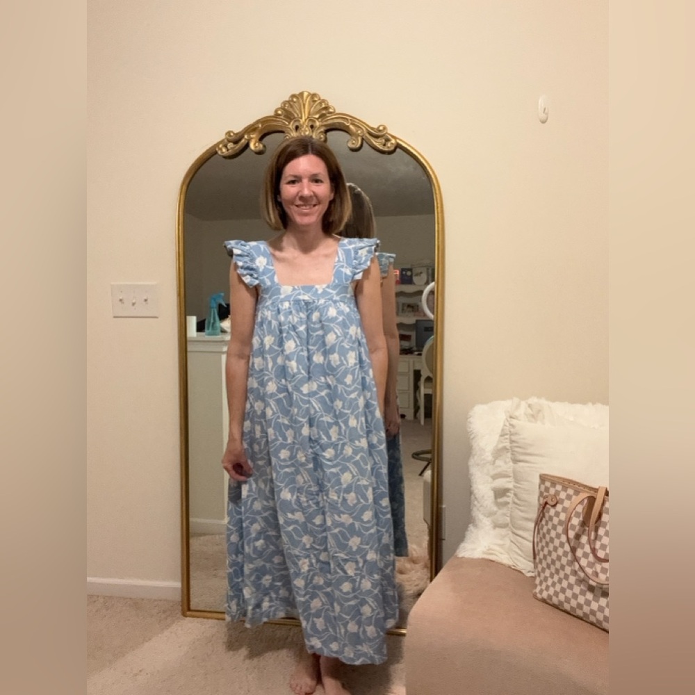 A New Day Blue and White Sleeveless Maxi Sundress